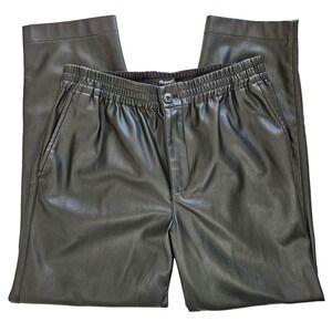 Madewell Black Vegan Leather Pull On Tapered Track Pants High Rise Small